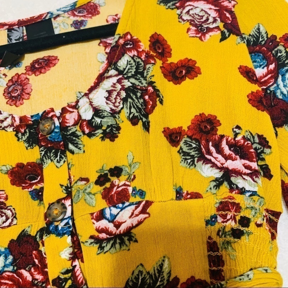 LUNA CHIX mini cute sun yellow floral dress XS - Picture 5 of 6